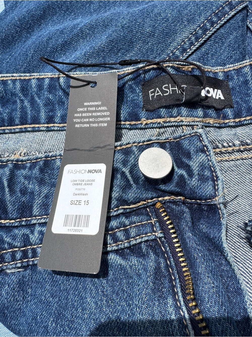 Fashion Nova Indigo-to-Light Wash Wide Leg Dip-Dye Jeans - Picture 4 of 4